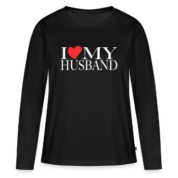 J'aime mon mari - T-shirt manches longues Premium bio Femme - noir - Devant - Julia (174cm)