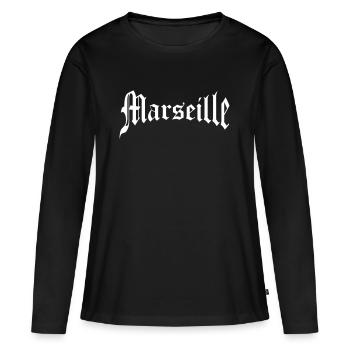 Marseille - Frauen Premium Bio Langarmshirt - Schwarz - Vorne - Julia (174cm)