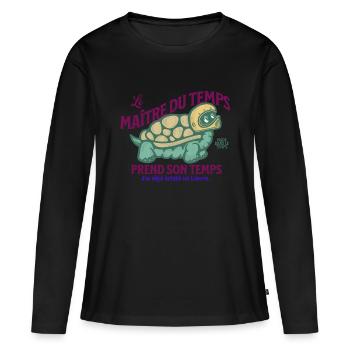 Le Maître du temps, prend son temps - T-shirt manches longues Premium bio Femme - noir - Devant - Julia (174cm)