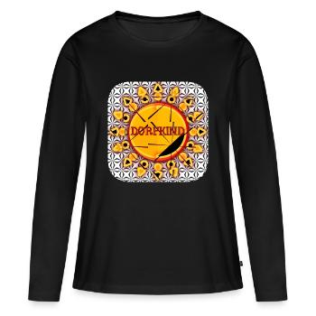 DORFKIND - Club WoW - Frauen Premium Bio Langarmshirt - Schwarz - Vorne - Julia (174cm)