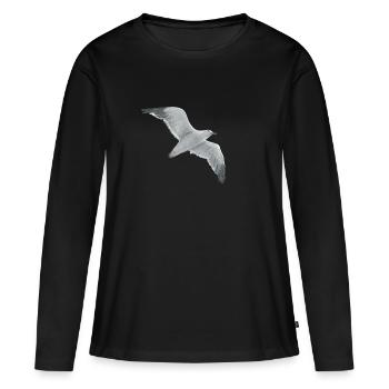 Envolée de la mouette - T-shirt manches longues Premium bio Femme - noir - Devant - Julia (174cm)