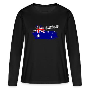Australien Australia - Frauen Premium Bio Langarmshirt - Schwarz - Vorne - Julia (174cm)