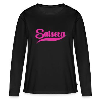 rose salsera - Danse Shirts - T-shirt manches longues Premium bio Femme - noir - Devant - Julia (174cm)