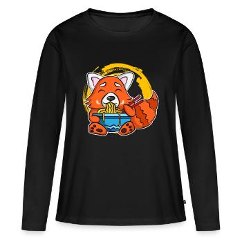 Ramen Life Motiv Waschbär Motiv Shirt Ramen Noodle - Frauen Premium Bio Langarmshirt - Schwarz - Vorne - Julia (174cm)