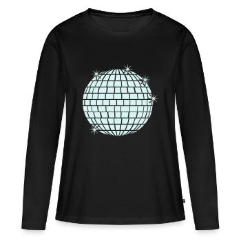 Boule disco étincelante - 1 vecteur de couleur - T-shirt manches longues Premium bio Femme - noir - Devant - Julia (174cm)
