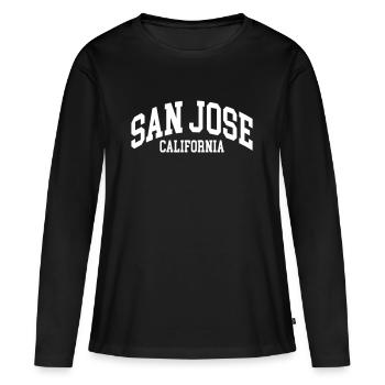 San José - T-shirt manches longues Premium bio Femme - noir - Devant - Julia (174cm)