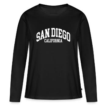 San Diego - T-shirt manches longues Premium bio Femme - noir - Devant - Julia (174cm)