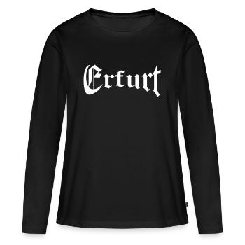 Erfurt - Frauen Premium Bio Langarmshirt - Schwarz - Vorne - Julia (174cm)