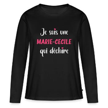 marie cécile - T-shirt manches longues Premium bio Femme - noir - Devant - Julia (174cm)