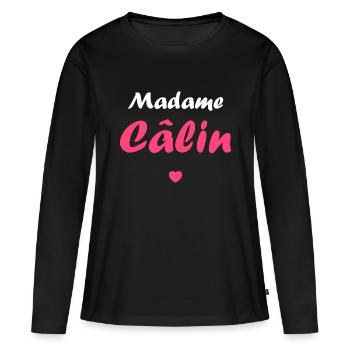 Madame câlin - T-shirt manches longues Premium bio Femme - noir - Devant - Julia (174cm)