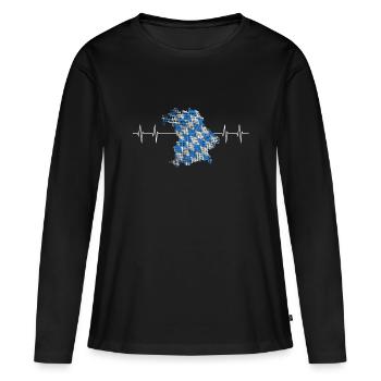 Bayern, Oberbayern, Herz für Bayern, Minga - Frauen Premium Bio Langarmshirt - Schwarz - Vorne - Julia (174cm)