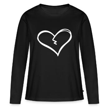 Coeur brisé - T-shirt manches longues Premium bio Femme - noir - Devant - Julia (174cm)