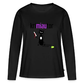 kriMI AUtor - Frauen Premium Bio Langarmshirt - Schwarz - Vorne - Julia (174cm)