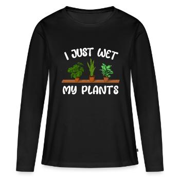 Parfois, je mouille mes plantes - T-shirt manches longues Premium bio Femme - noir - Devant - Julia (174cm)