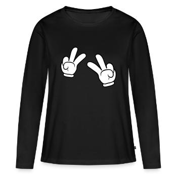 Comic Hands Peace Sign - Women's Premium Organic Long Sleeve Shirt - black - Front - Julia (174cm)