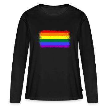 Pride, LGBTQ, cooles Regenbogen Design - Frauen Premium Bio Langarmshirt - Schwarz - Vorne - Julia (174cm)