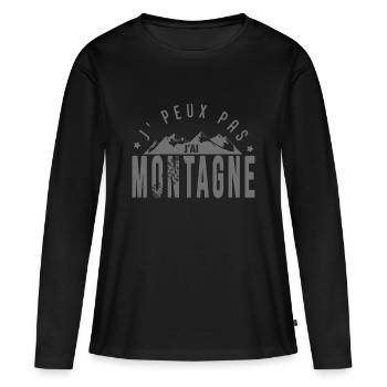 J'peux pas j'ai montagne sport ski rando - T-shirt manches longues Premium bio Femme - noir - Devant - Julia (174cm)