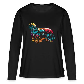 Clumber Spaniel - Frauen Premium Bio Langarmshirt - Schwarz - Vorne - Julia (174cm)