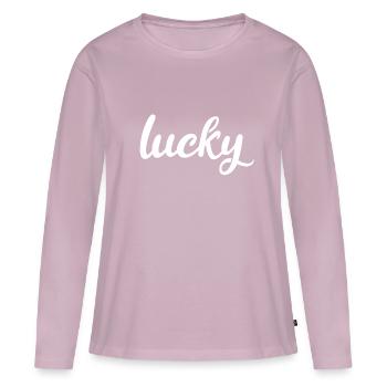 Lucky - Women's Premium Organic Long Sleeve Shirt - dusky pink - Front - Julia (174cm)