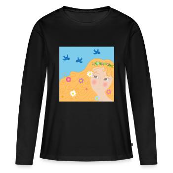 Feder - Frauen Premium Bio Langarmshirt - Schwarz - Vorne - Julia (174cm)