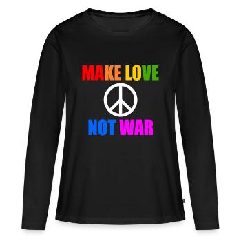 Make love not war - T-shirt manches longues Premium bio Femme - noir - Devant - Julia (174cm)
