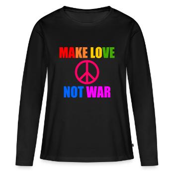 Make love not war - T-shirt manches longues Premium bio Femme - noir - Devant - Julia (174cm)