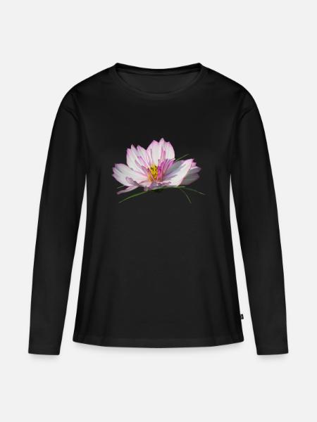 wundervolle Blume in pink & weiß, Blumen, Blüte - Frauen Premium Bio Langarmshirt - Schwarz