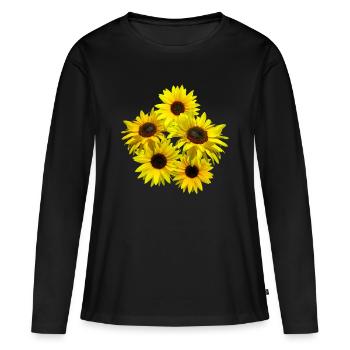 Bouquet de tournesols, tournesol, tournesols - T-shirt manches longues Premium bio Femme - noir - Devant - Julia (174cm)