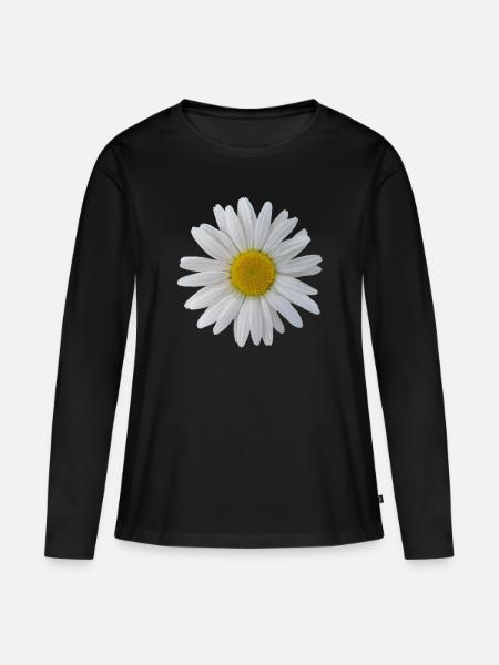 flowering daisies flower, flowers, flowering, floral - Women's Premium Organic Long Sleeve Shirt - black