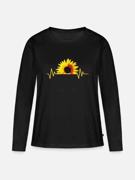 Sunflower, sunflower, heartbeat, rhythm - Women's Premium Organic Long Sleeve Shirt - black