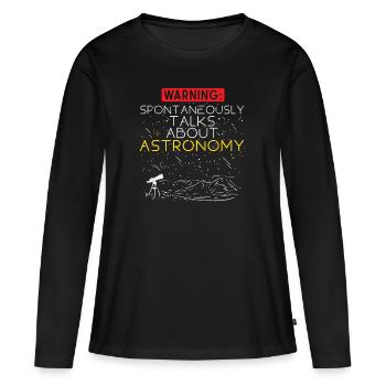 Alerte astronomie: des conversations spontanées sur - T-shirt manches longues Premium bio Femme - noir - Devant - Julia (174cm)