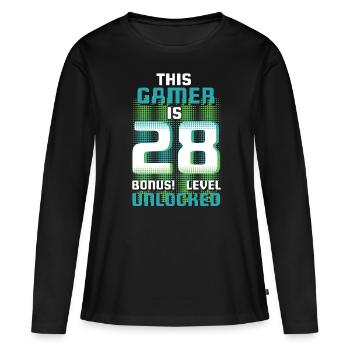 This Gamer Is Video Game Lover Gamer Age 28 - Women's Premium Organic Long Sleeve Shirt - black - Front - Julia (174cm)