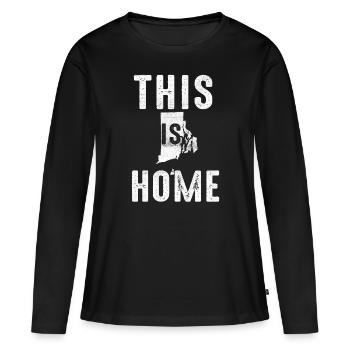 Carte Amérique État américain Drapeau Cette maison Rhode Island - T-shirt manches longues Premium bio Femme - noir - Devant - Julia (174cm)