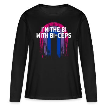 Je suis le Bi avec Bi-Ceps Bisexuel LGBTQ Bi Pride - T-shirt manches longues Premium bio Femme - noir - Devant - Julia (174cm)