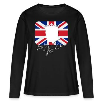 Couronnement du roi britannique Charles Angleterre Drapeau - T-shirt manches longues Premium bio Femme - noir - Devant - Julia (174cm)