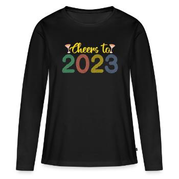 Wine Cheers To 2023 New Year Hello 2023 New Year - T-shirt manches longues Premium bio Femme - noir - Devant - Julia (174cm)
