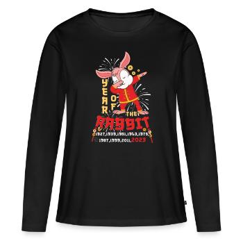 Dab Dabbing Rabbit Nouvel An chinois 2023 - T-shirt manches longues Premium bio Femme - noir - Devant - Julia (174cm)
