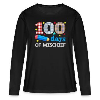 Plaid 100e jour de méfait 100 jours d’école - T-shirt manches longues Premium bio Femme - noir - Devant - Julia (174cm)