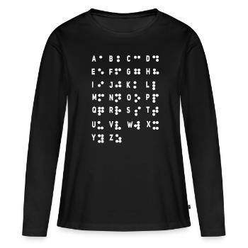 Lettre Braille Langue Braille Alphabet - T-shirt manches longues Premium bio Femme - noir - Devant - Julia (174cm)
