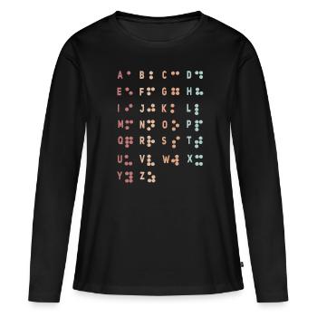 Retro-Buchstaben-Braille-Sprache Braille-Alphabet - Frauen Premium Bio Langarmshirt - Schwarz - Vorne - Julia (174cm)