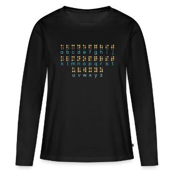 Buchstaben lernen Braille-Sprache Braille-Alphabet - Frauen Premium Bio Langarmshirt - Schwarz - Vorne - Julia (174cm)
