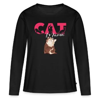funny cat mom - Women's Premium Organic Long Sleeve Shirt - black - Front - Julia (174cm)