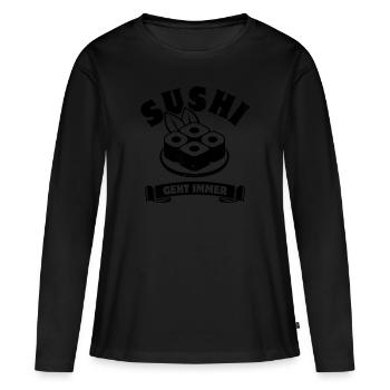 Sushi geht immer - Sushi Fan - Spruch - Frauen Premium Bio Langarmshirt - Schwarz - Vorne - Julia (174cm)