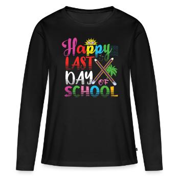 Schultag Sommer Frohe Letzte Klasse Strand - Frauen Premium Bio Langarmshirt - Schwarz - Vorne - Julia (174cm)