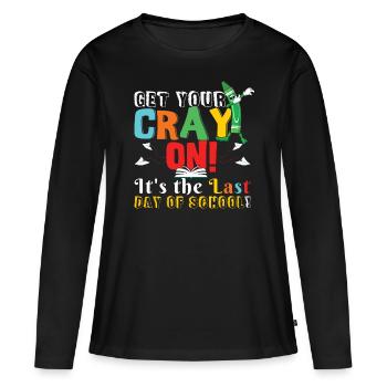Couleur Bonne journée d’été de classe rejetée - T-shirt manches longues Premium bio Femme - noir - Devant - Julia (174cm)