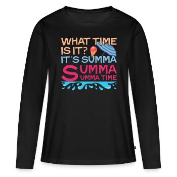 Jour d’école heureux dernier quelle heure été - T-shirt manches longues Premium bio Femme - noir - Devant - Julia (174cm)