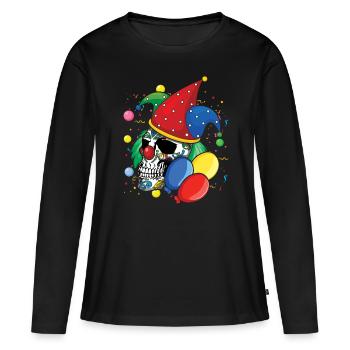 Dia de los Muertos Gruseliger Clown Karneval Bunt - Frauen Premium Bio Langarmshirt - Schwarz - Vorne - Julia (174cm)