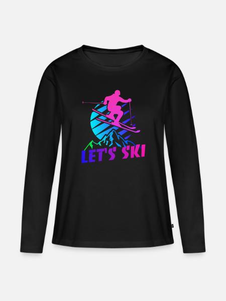 Let's Ski, 80er Retro, Apres Ski, Wintersport, Ski - Frauen Premium Bio Langarmshirt - Schwarz