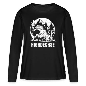 Highdechse - Eidechse mit einem Joint - Frauen Premium Bio Langarmshirt - Schwarz - Vorne - Julia (174cm)
