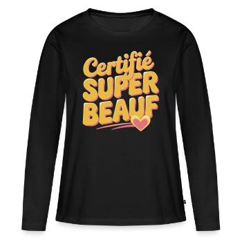 Certifié super beauf - T-shirt manches longues Premium bio Femme - noir - Devant - Julia (174cm)